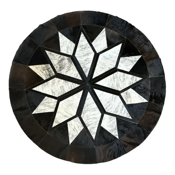 Siyah Beyaz Yuvarlak (Mandala) Alan Halısı