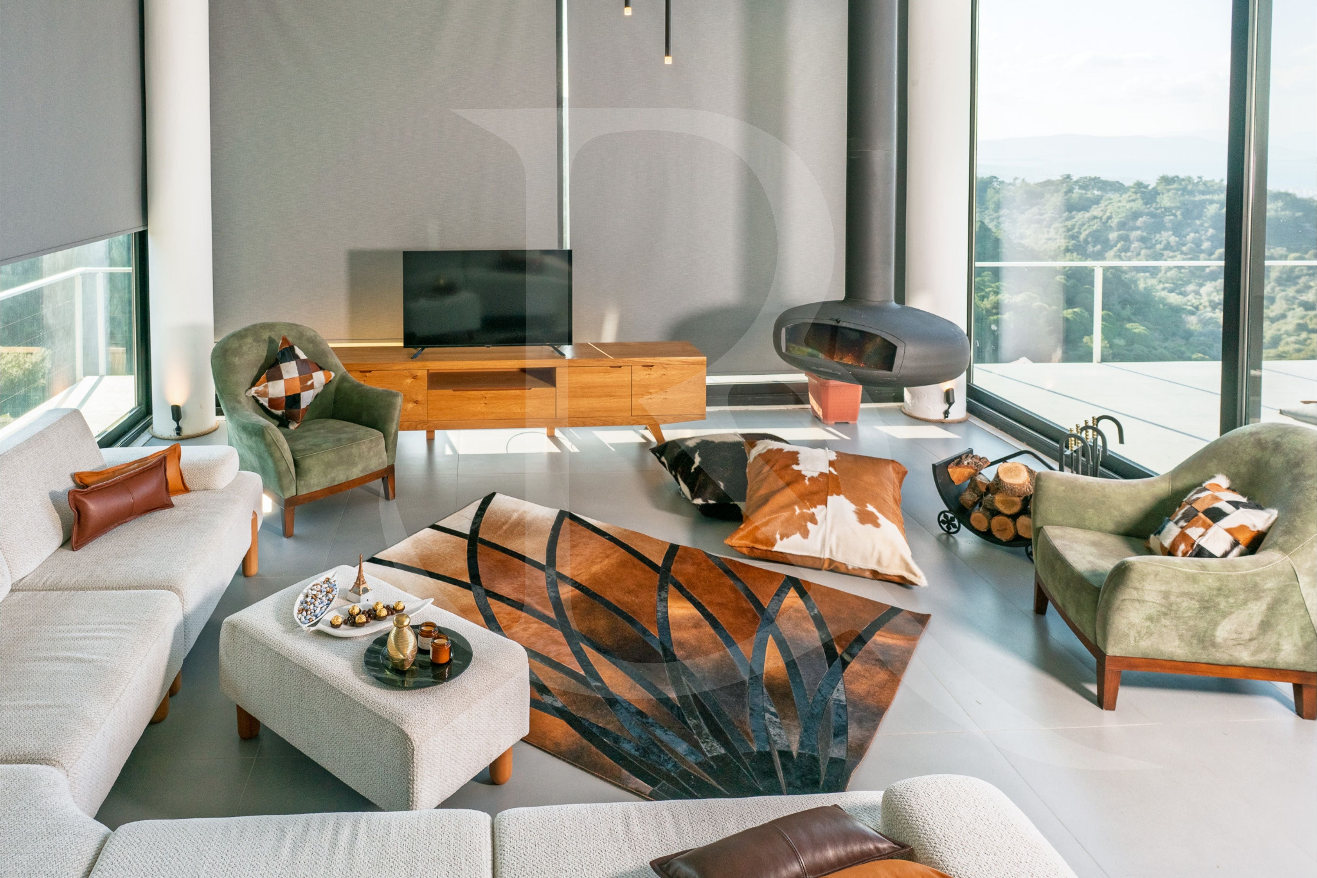 Ağaç Temalı Patchwork Cowhide Halı
