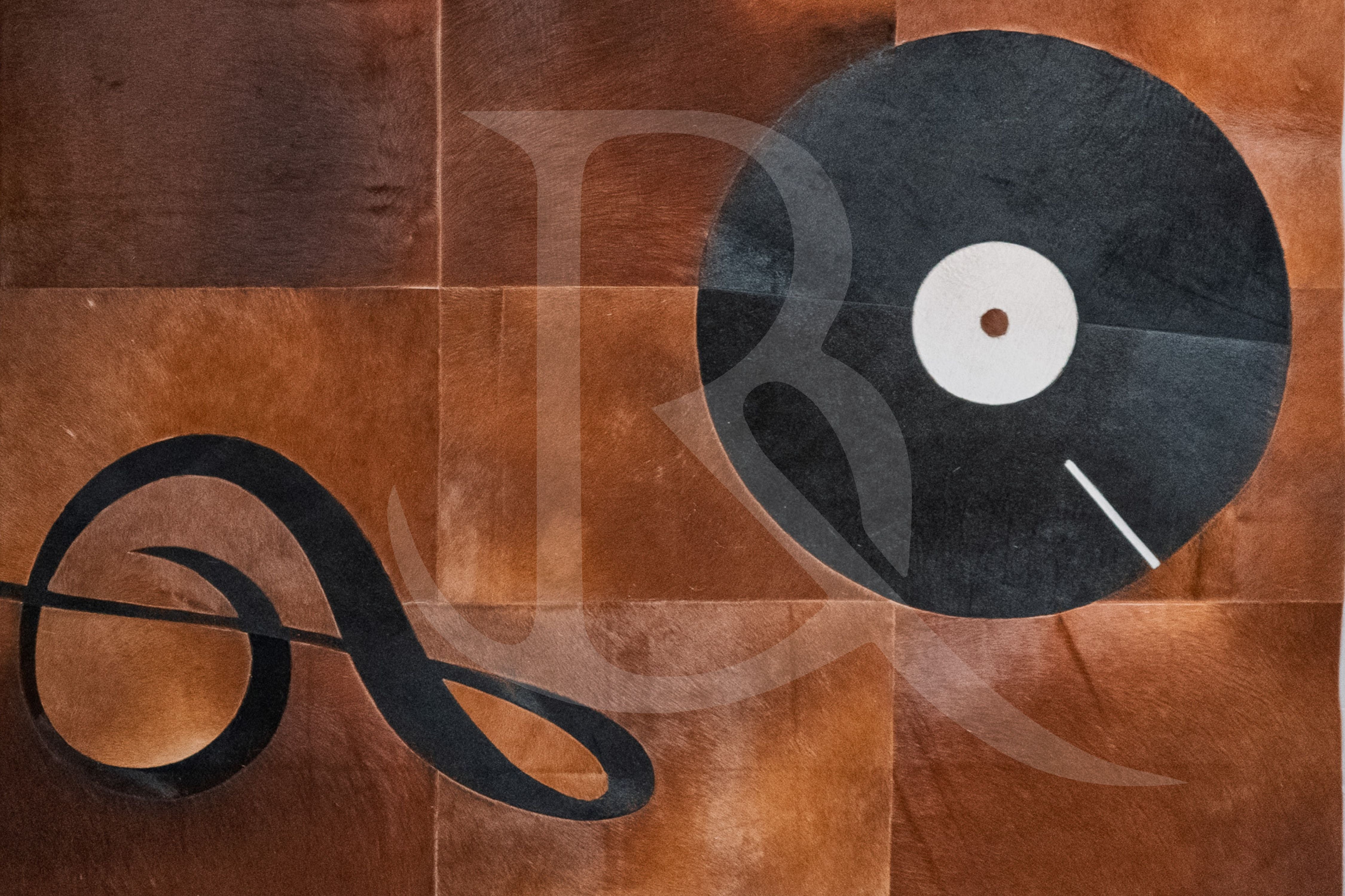 Müzik Temalı Patchwork Cowhide Halı